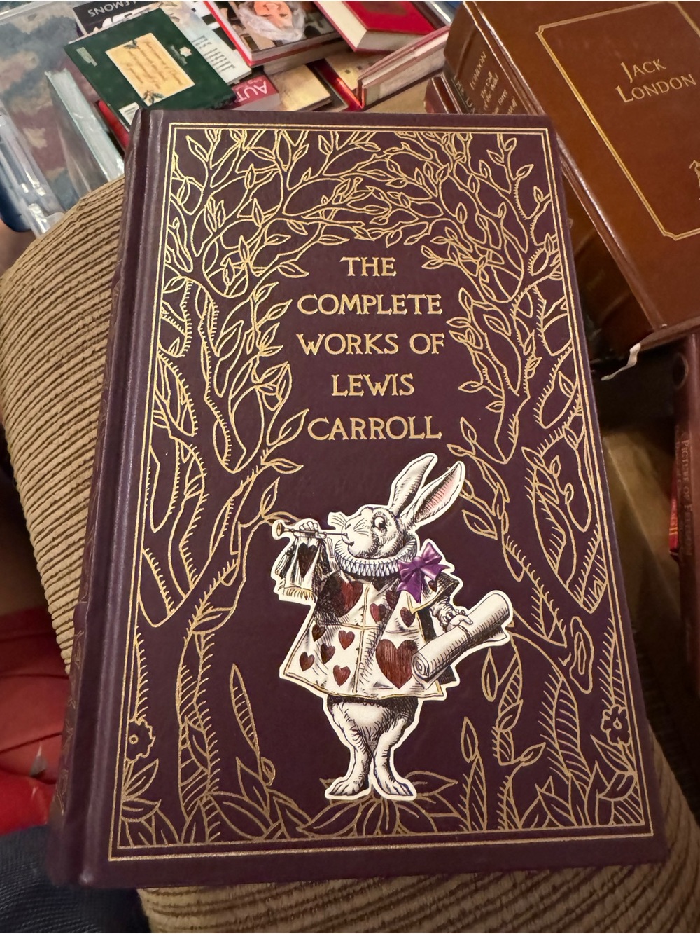 The Complete Works of Lewis Carroll book. Leather bound.